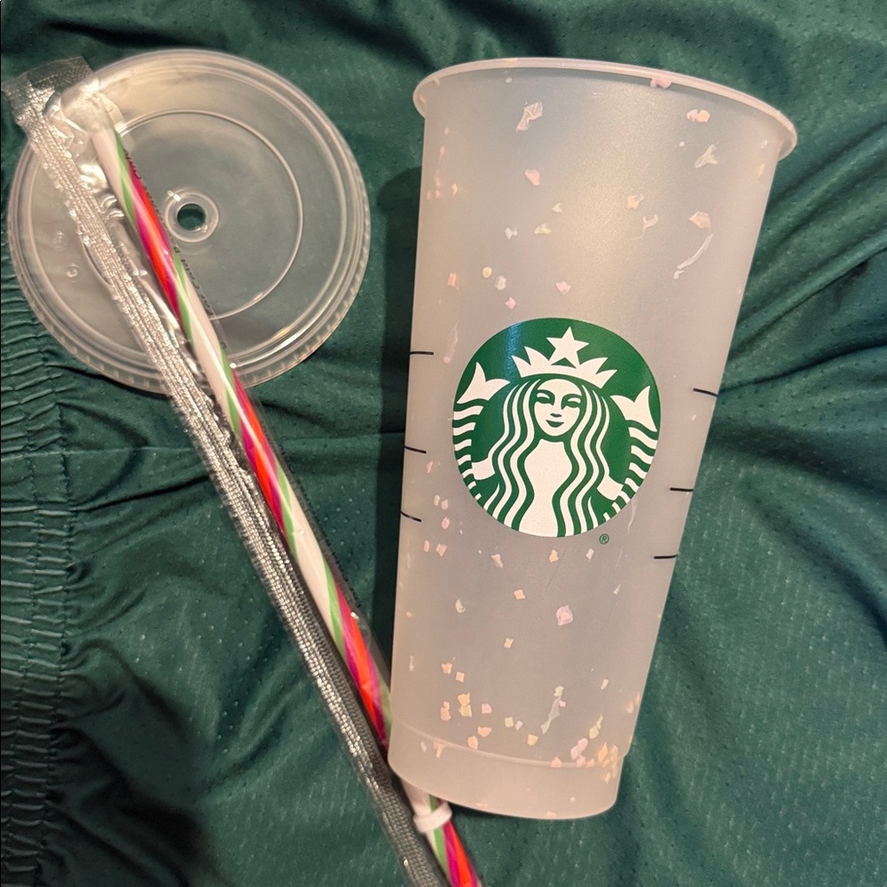 RARE Starbucks Color Changing Confetti Cup with Rainbow Straw - Brand new - Picture 2 of 2